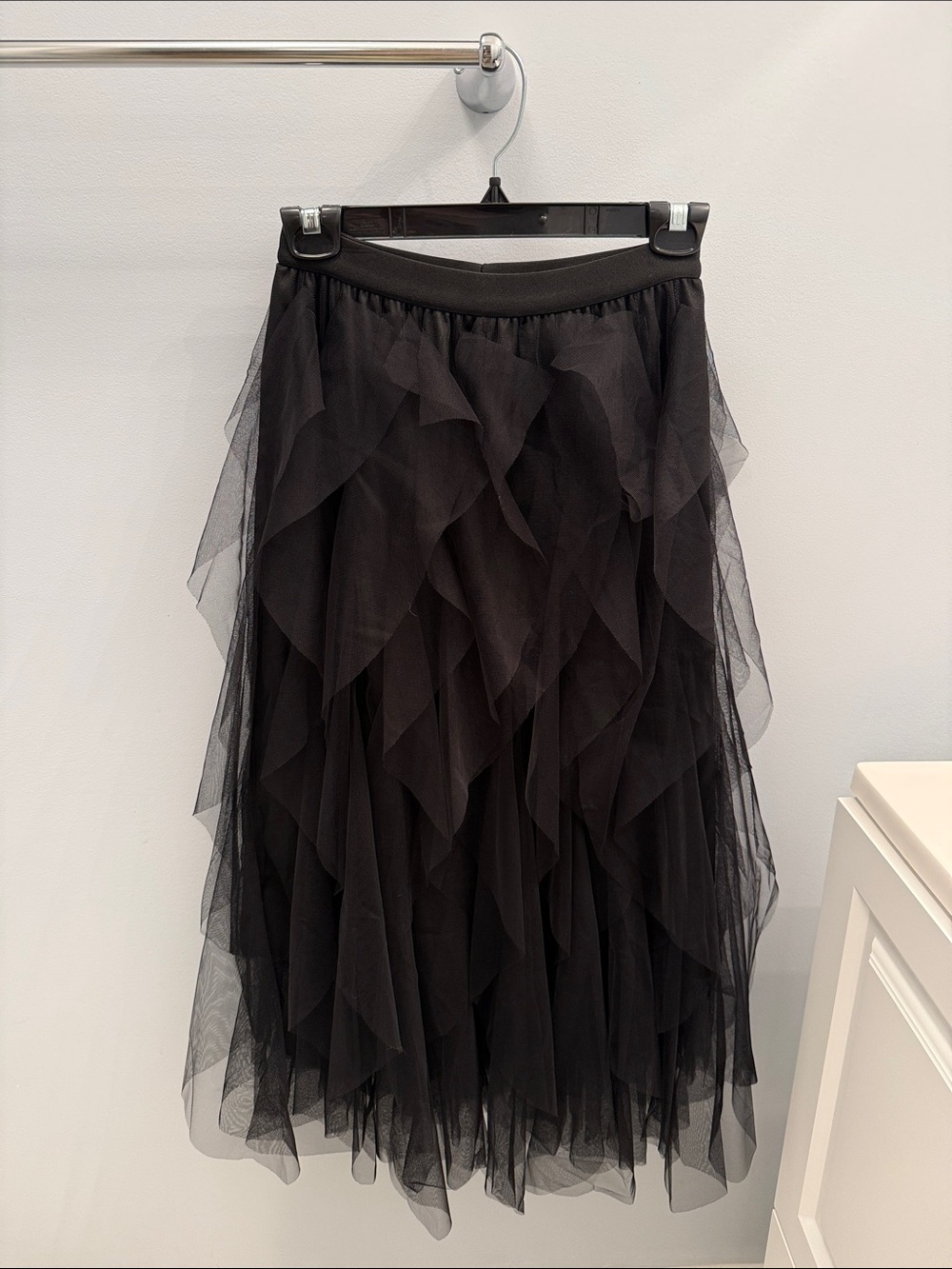 Amazon Black Layered Tulle Midi Skirt